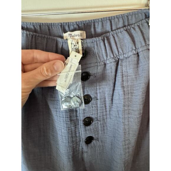 Madewell Blue Pull-On High-Rise Pants Comfy Linen Blend Light Womens Sz L NWT - Picture 9 of 10